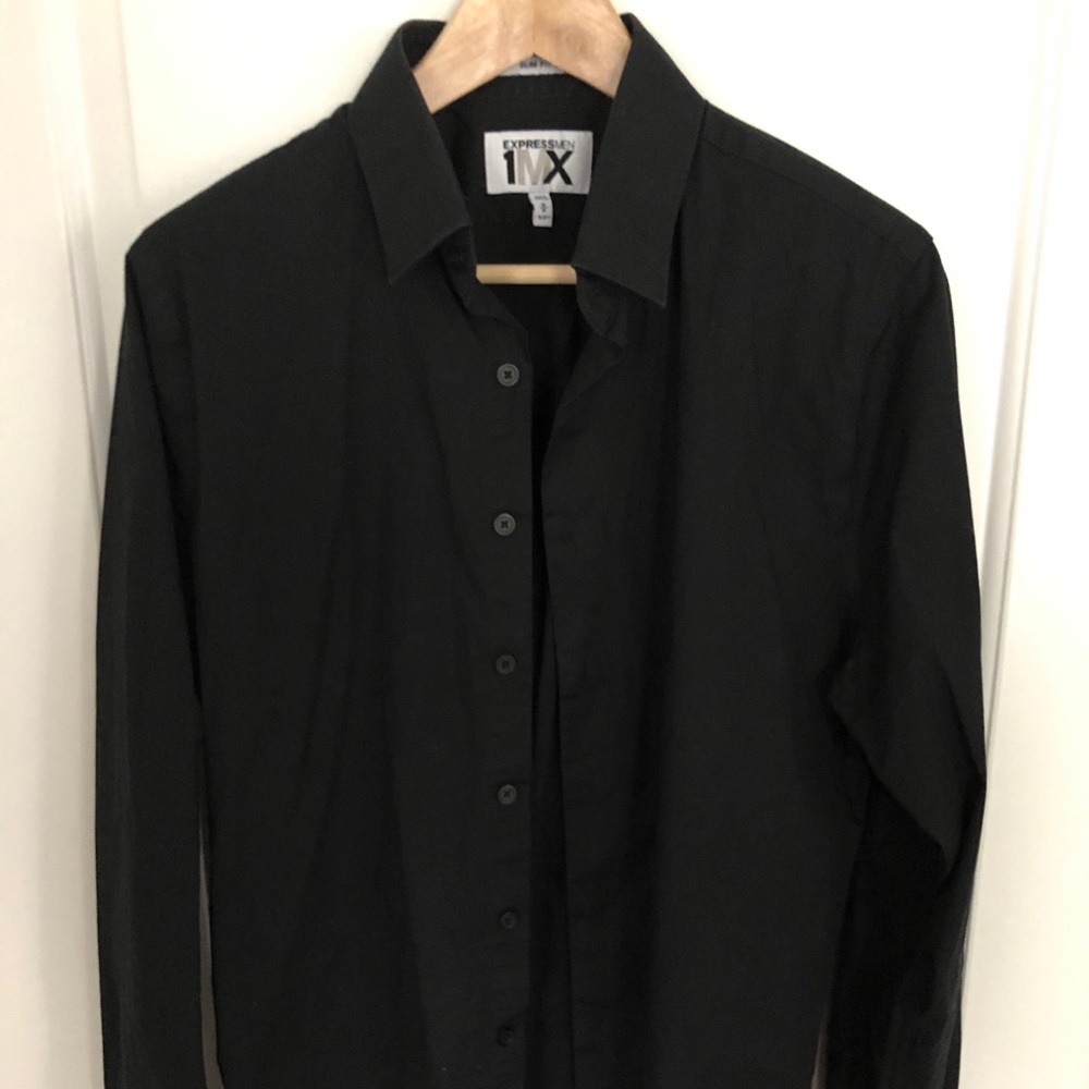 Express button down black dress shirt